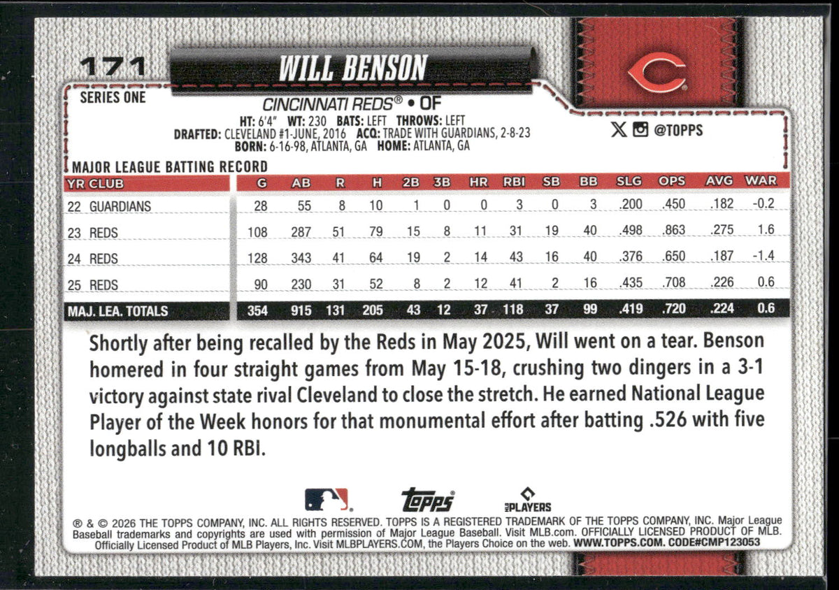 2026 Topps #171 Will Benson