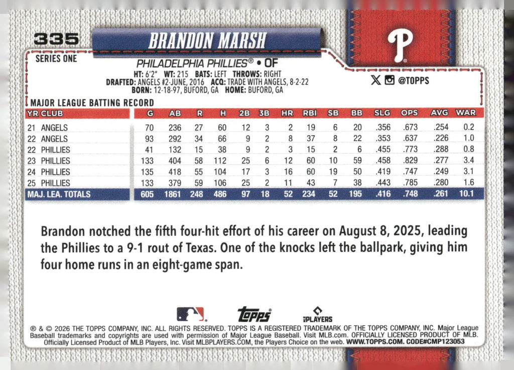 2026 Topps #335 Brandon Marsh
