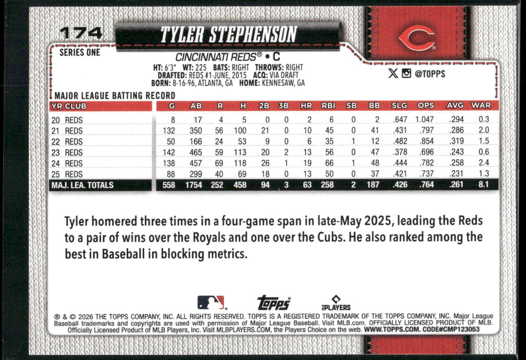 2026 Topps #174 Tyler Stephenson