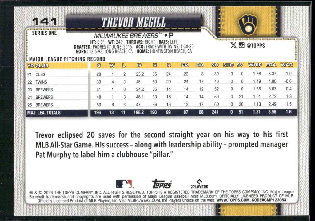 2026 Topps #141 Trevor Megill