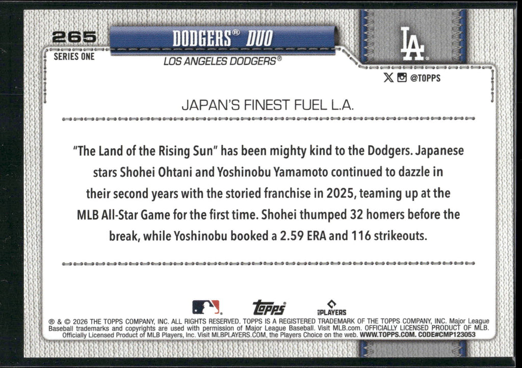 2026 Topps #265 Dodgers Duo
