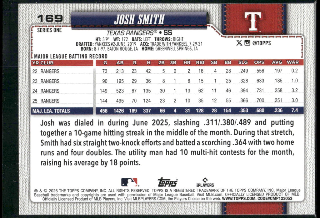 2026 Topps #169 Josh Smith