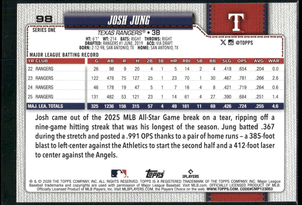 2026 Topps #98 Josh Jung