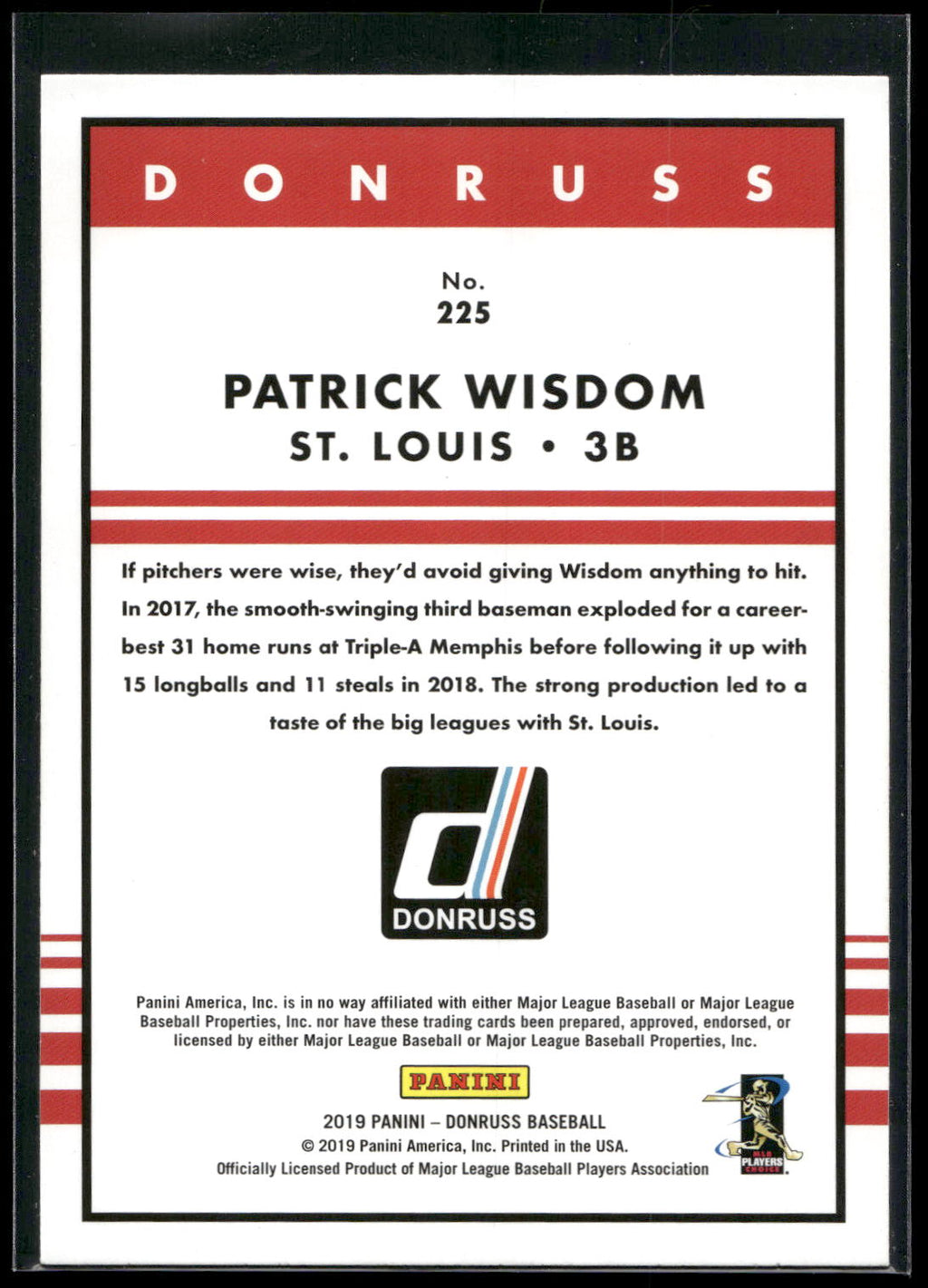 2019 Donruss #225 Patrick Wisdom