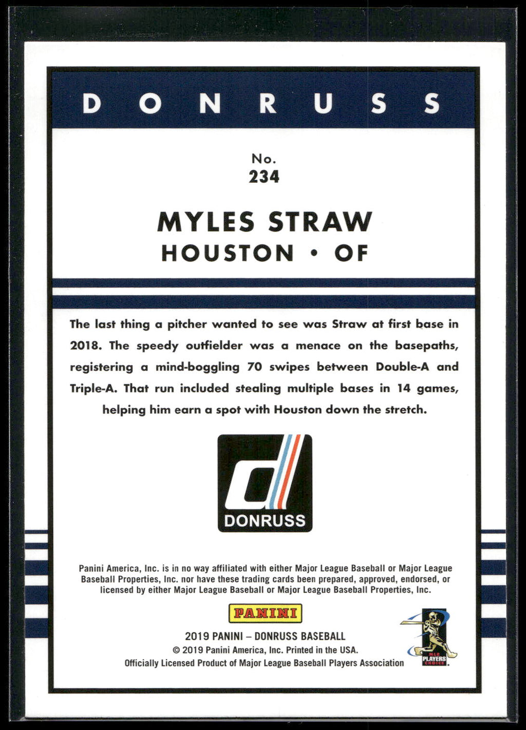 2019 Donruss #234 Myles Straw