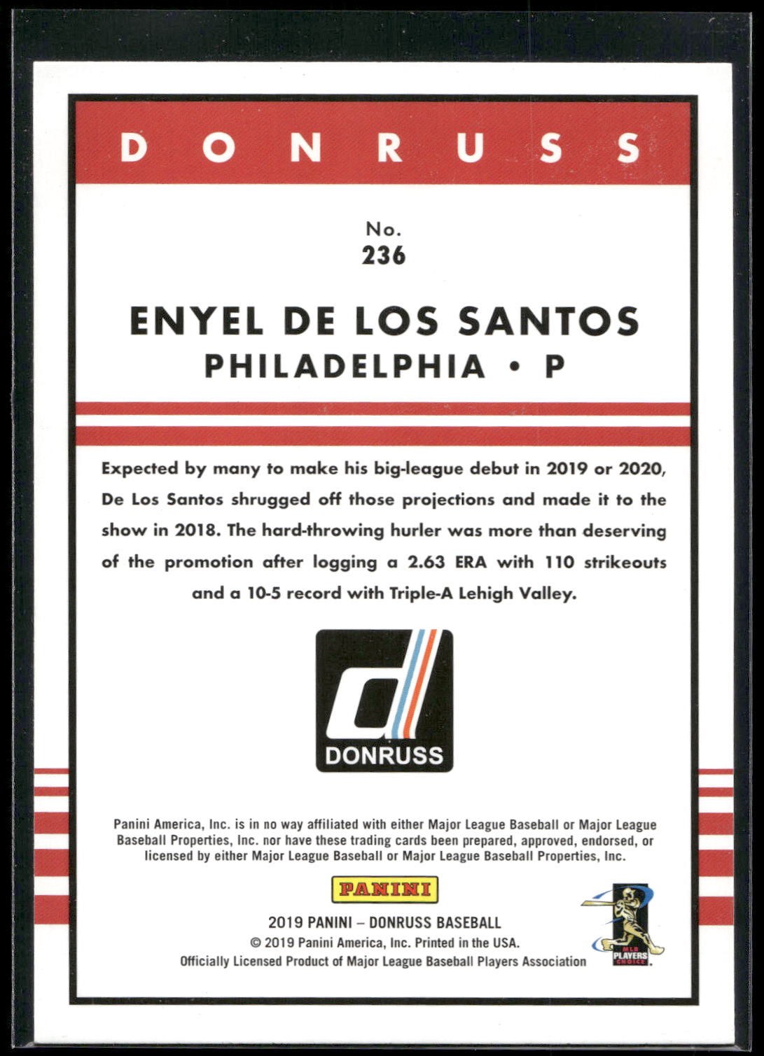 2019 Donruss #236 Enyel De Los Santos Holo Pink