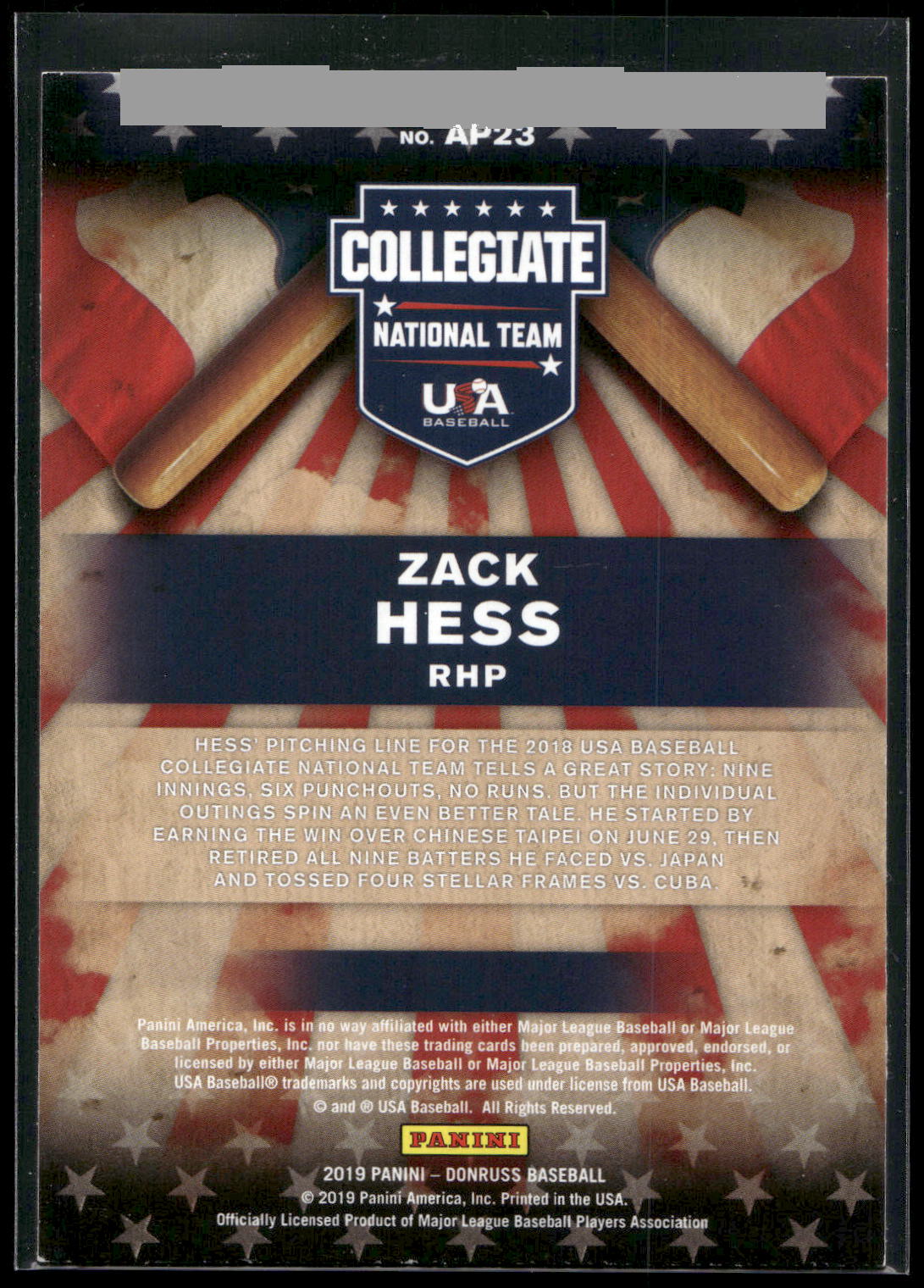 2019 Donruss #AP23 Zack Hess American Pride Pink Fireworks