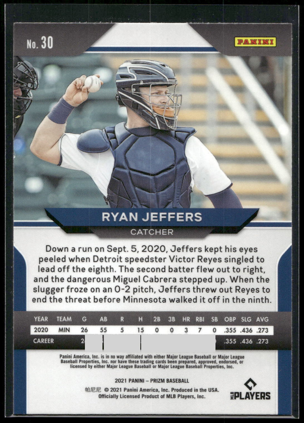 2021 Panini Prizm #30 Ryan Jeffers