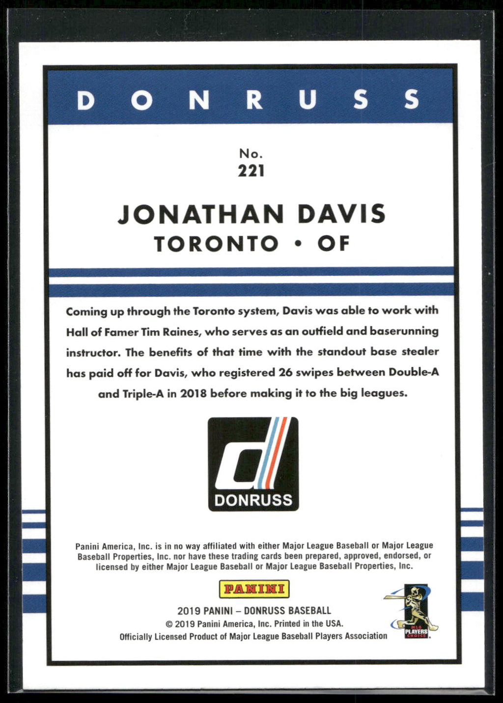 2019 Donruss #221 Jonathan Davis