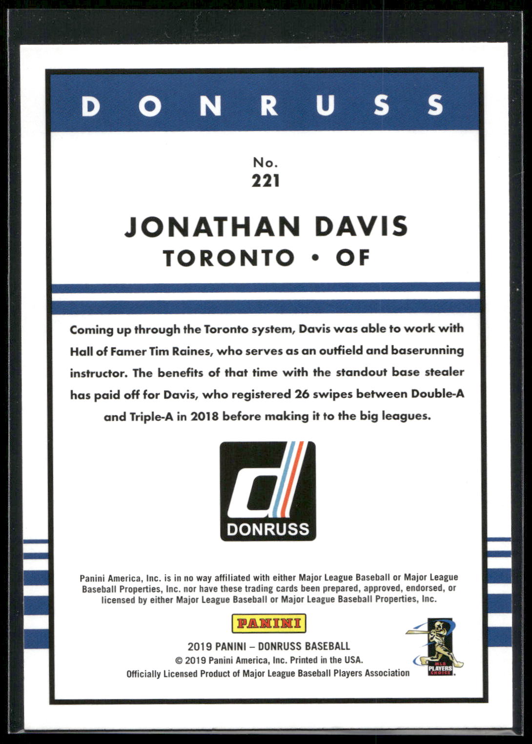2019 Donruss #221 Jonathan Davis