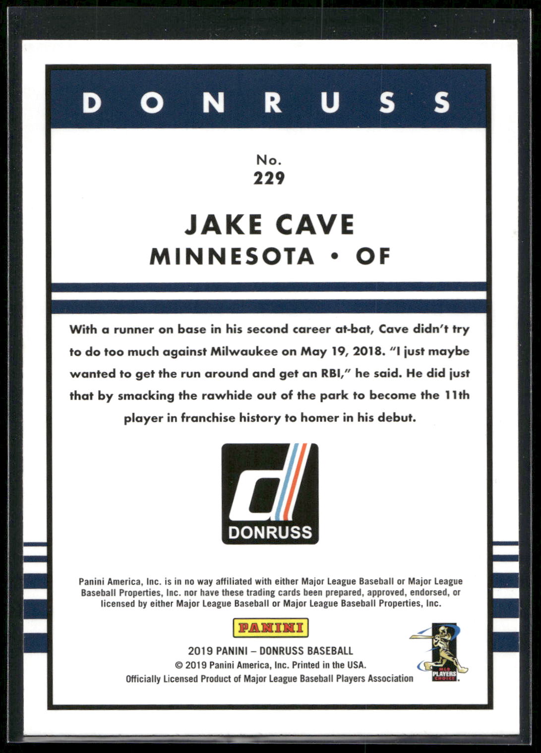 2019 Donruss #229 Jake Cave