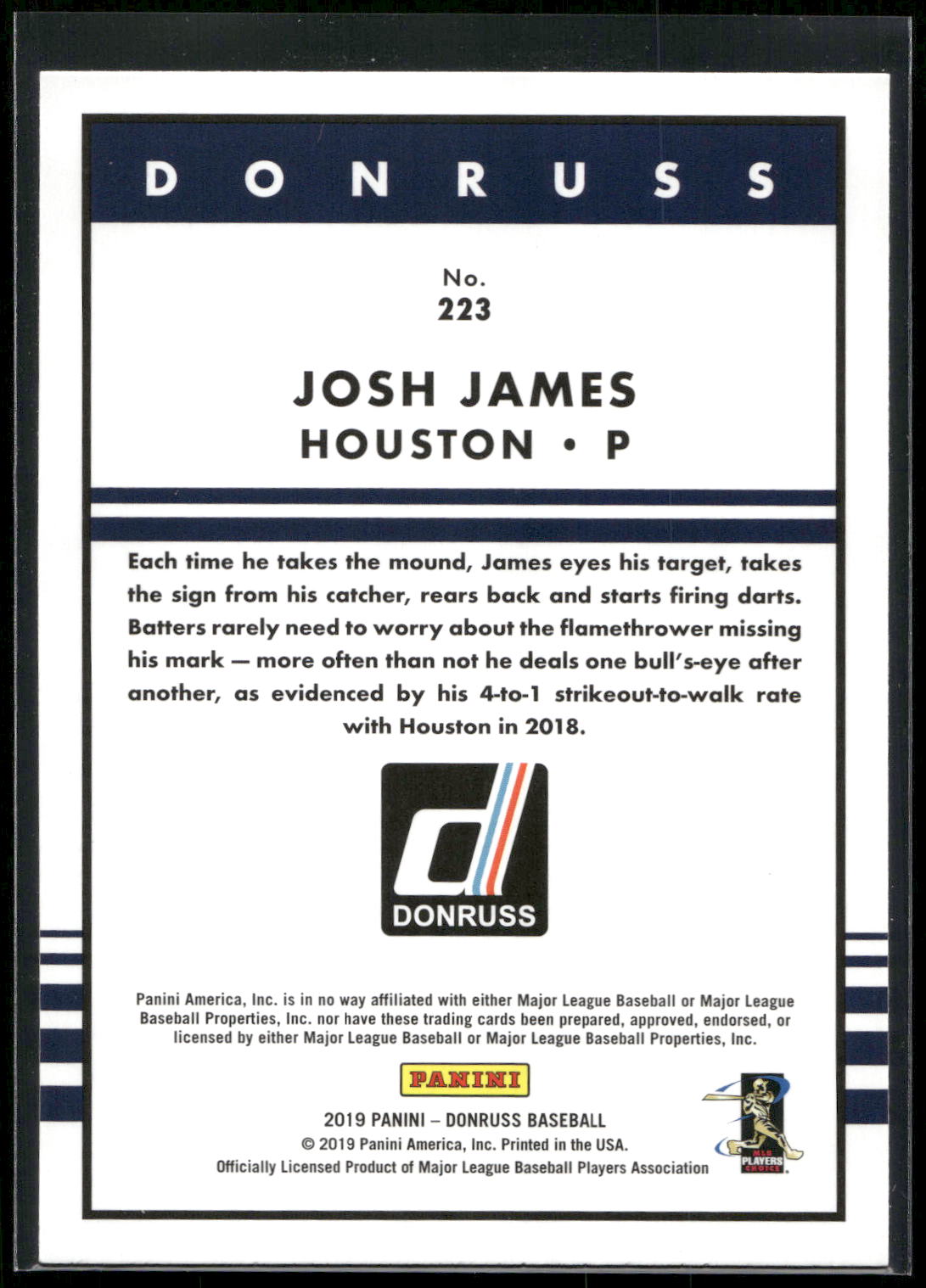 2019 Donruss #223b Josh James