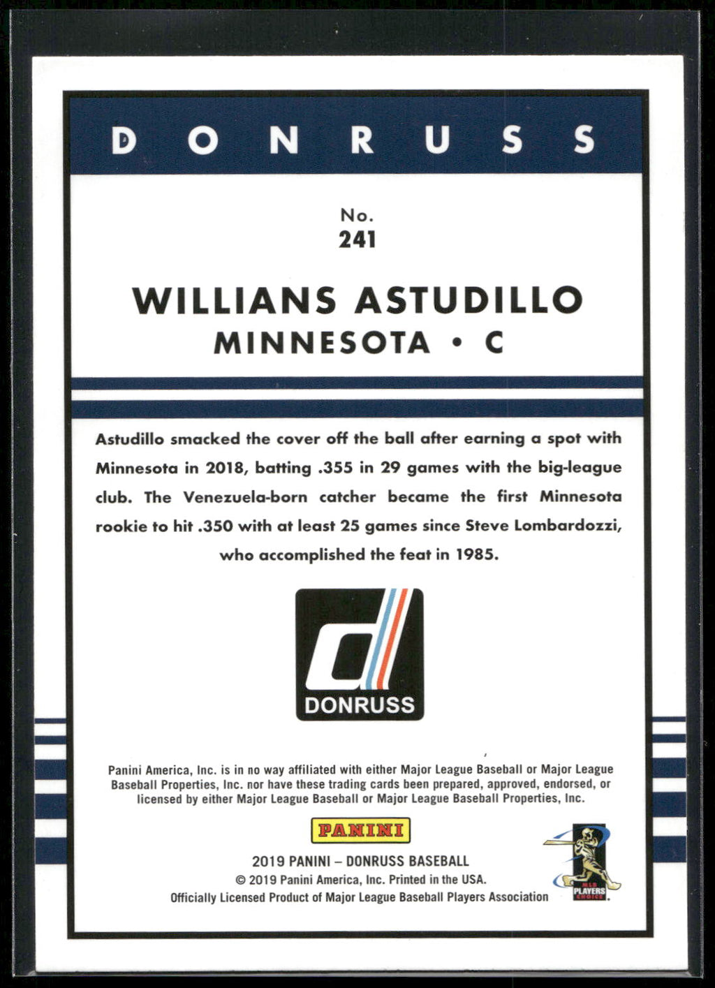 2019 Donruss #241 Willians Astudillo