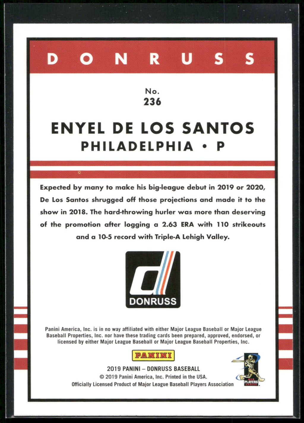 2019 Donruss #236 Enyel De Los Santos