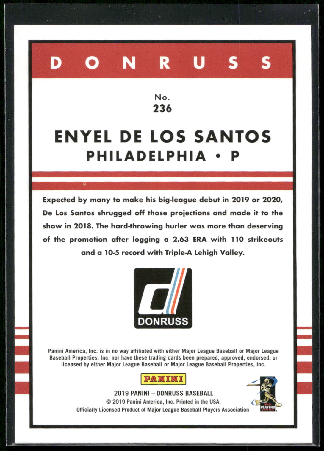 2019 Donruss #236 Enyel De Los Santos