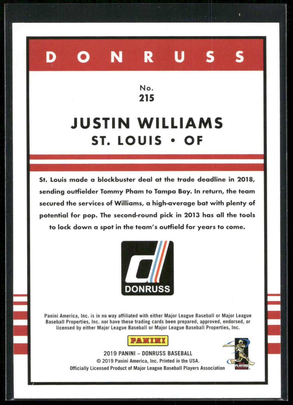 2019 Donruss #215 Justin Williams