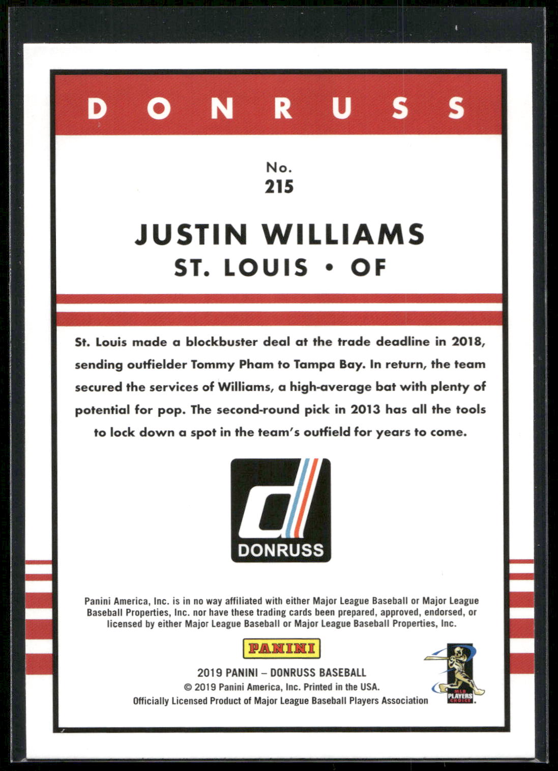 2019 Donruss #215 Justin Williams