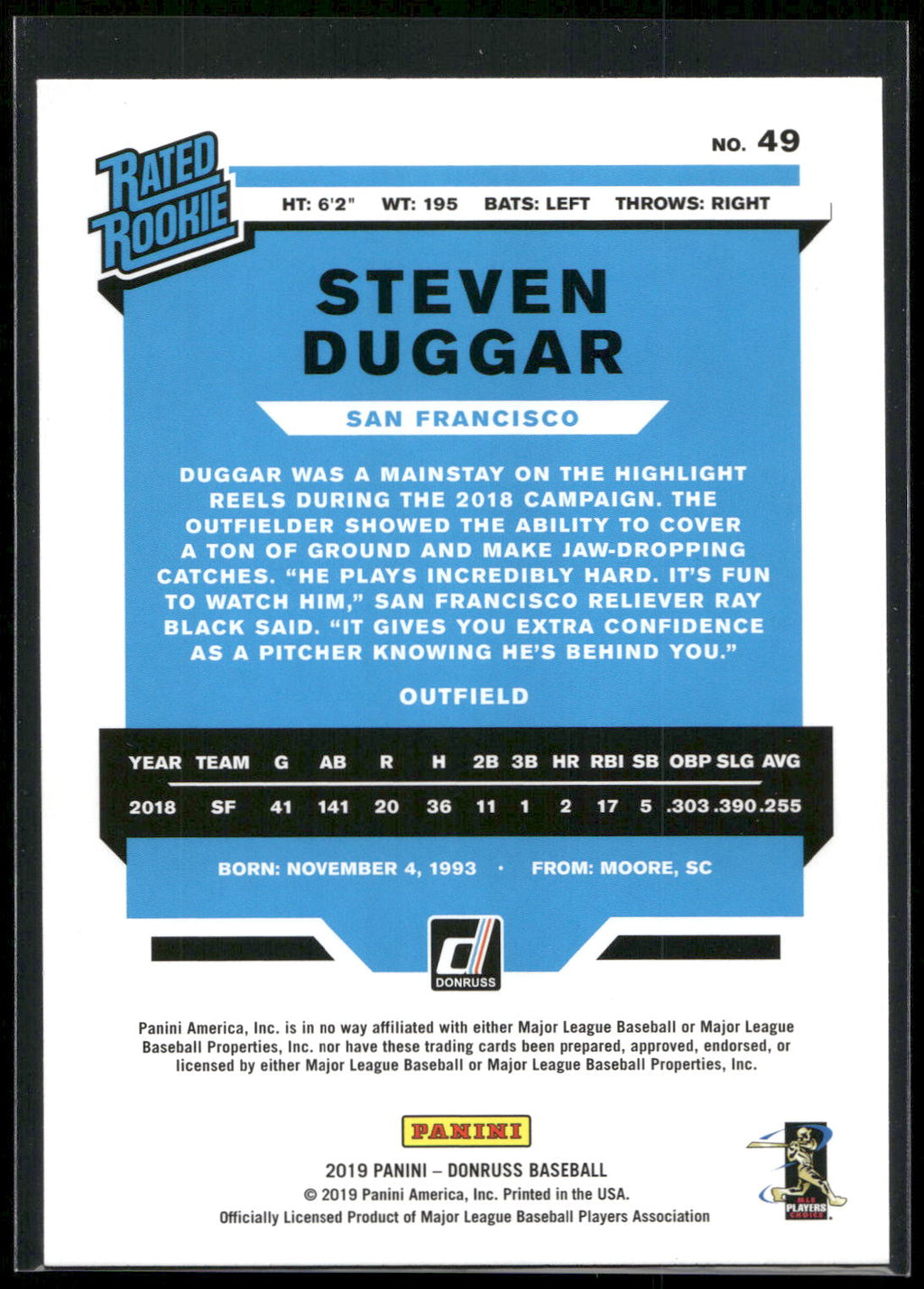 2019 Donruss #49 Steven Duggar