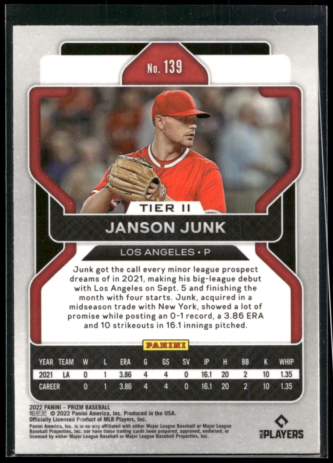 2022 Panini Prizm #139 Janson Junk