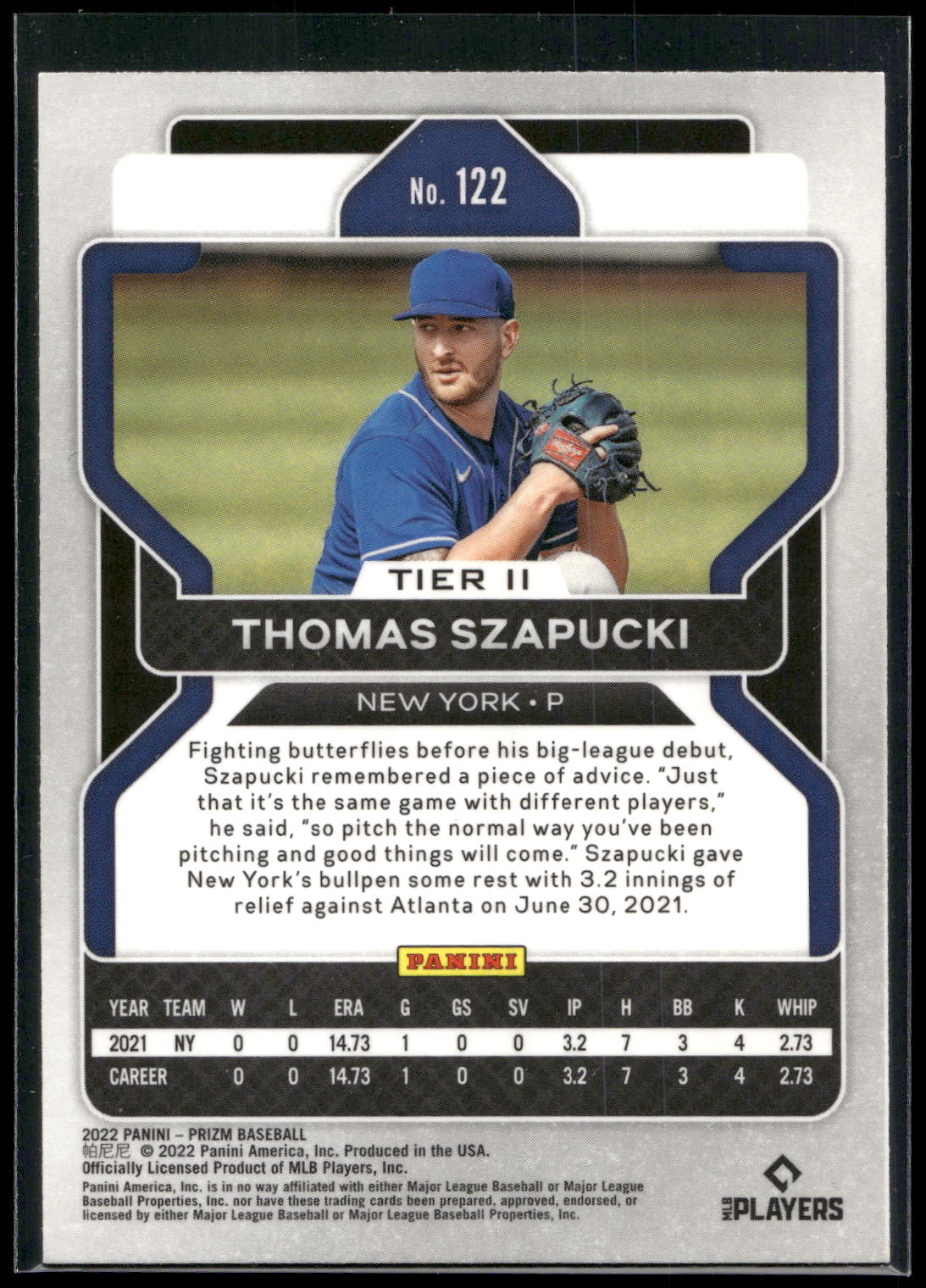 2022 Panini Prizm #122 Thomas Szapucki