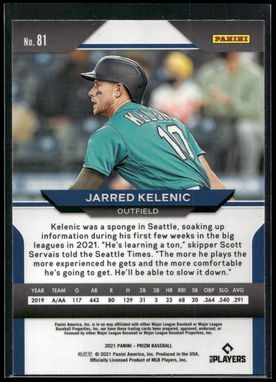 2021 Panini Prizm #81 Jarred Kelenic