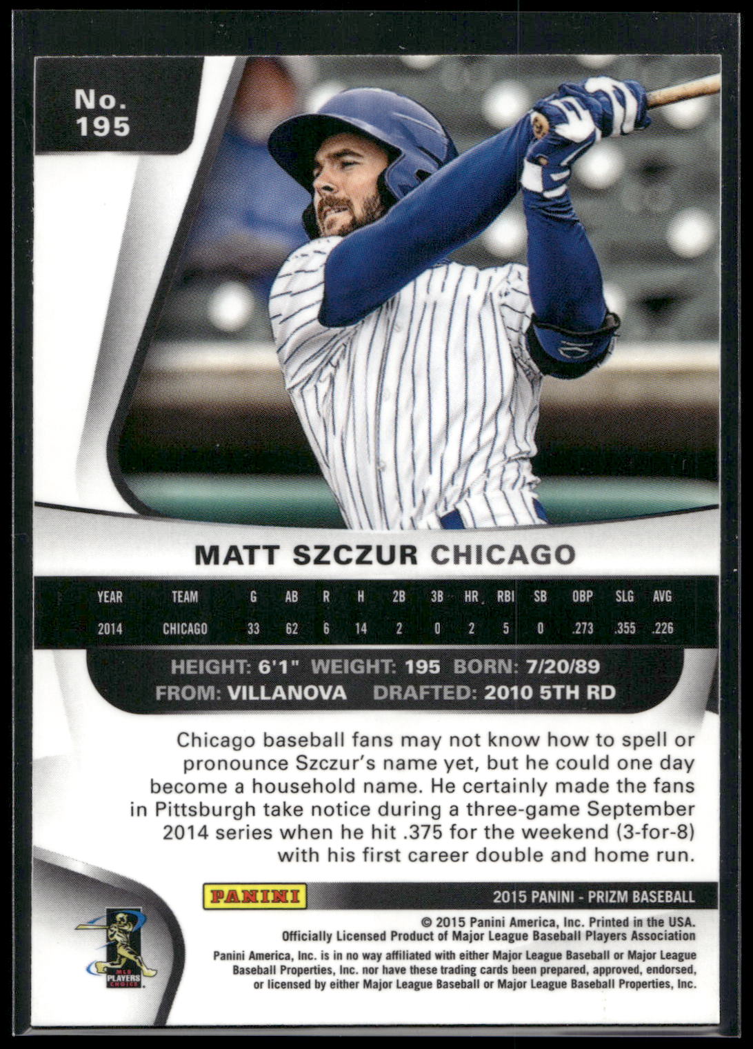 2015 Panini Prizm #195 Matt Szczur