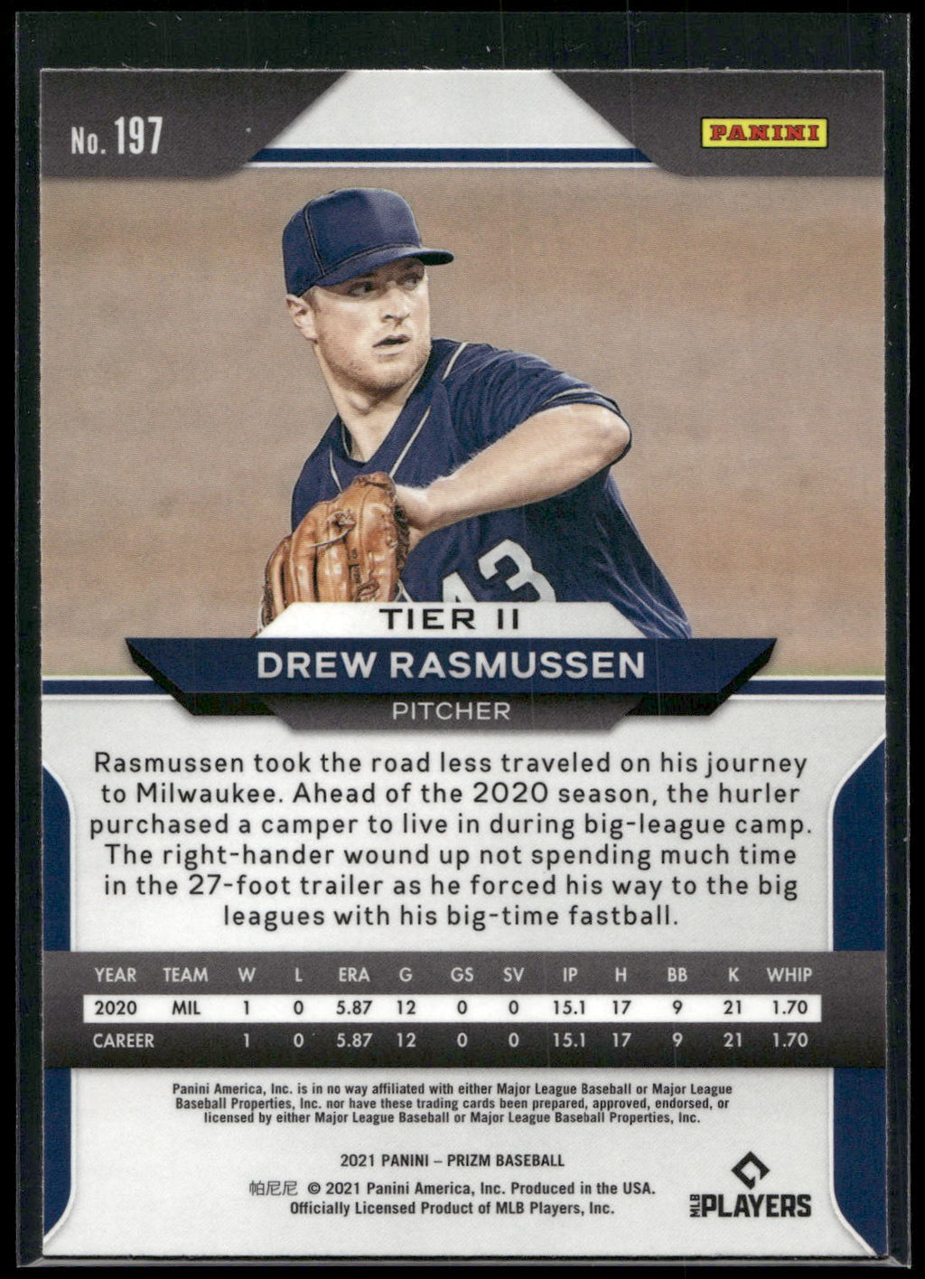 2021 Panini Prizm #197 Drew Rasmussen