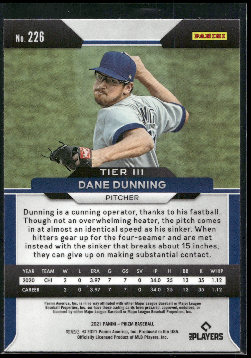 2021 Panini Prizm #226 Dane Dunning