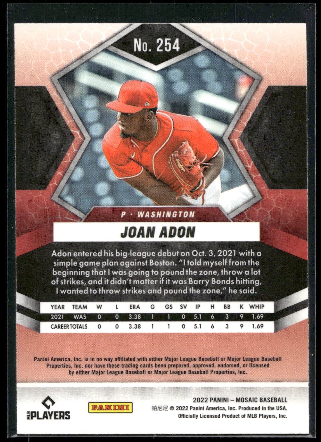 2022 Panini Mosaic #254 Joan Adon