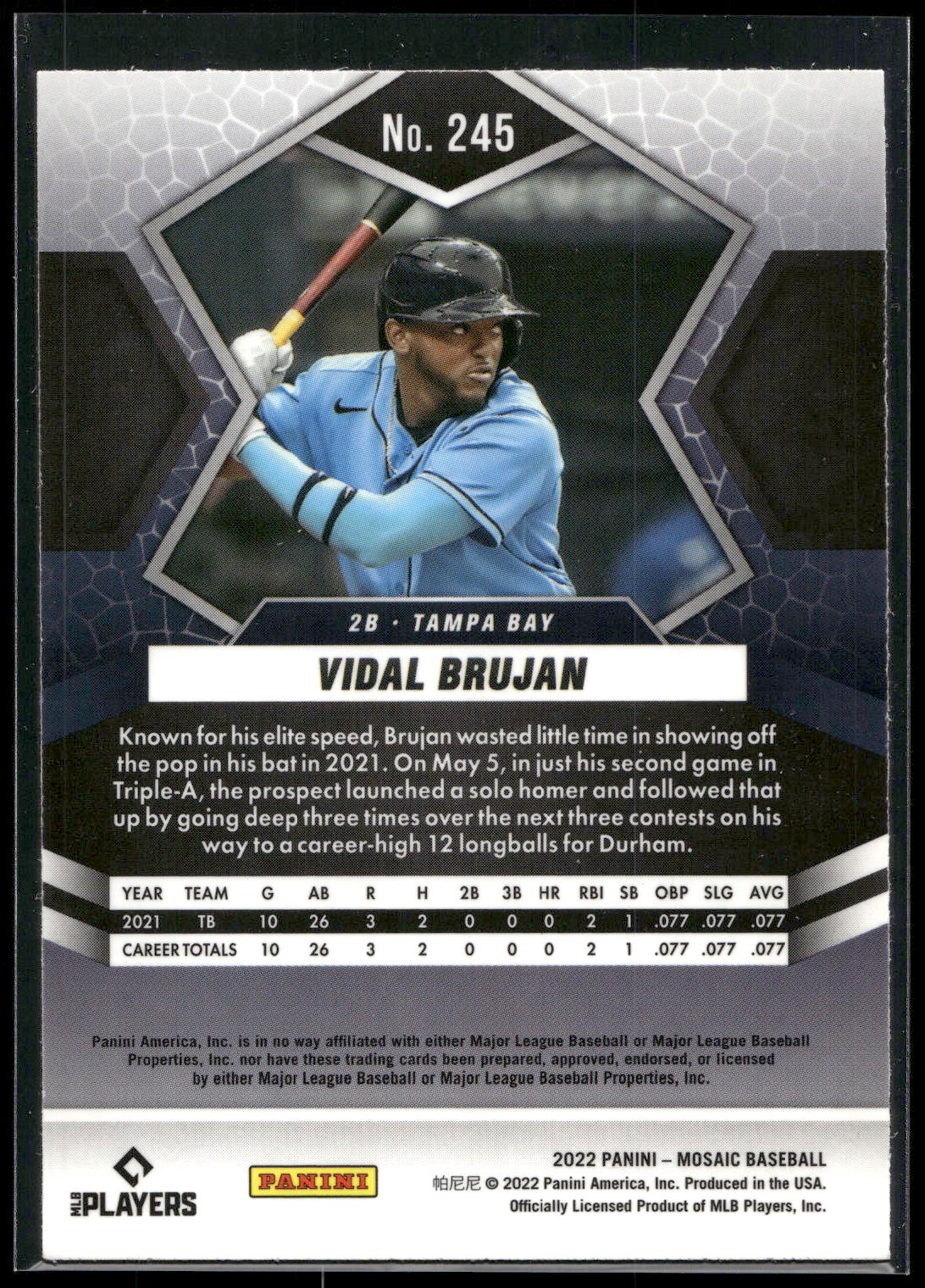 2022 Panini Mosaic #245 Vidal Brujan