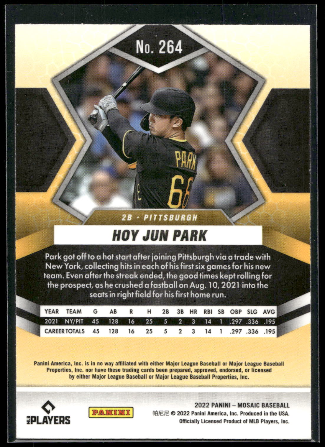 2022 Panini Mosaic #264 Hoy Jun Park