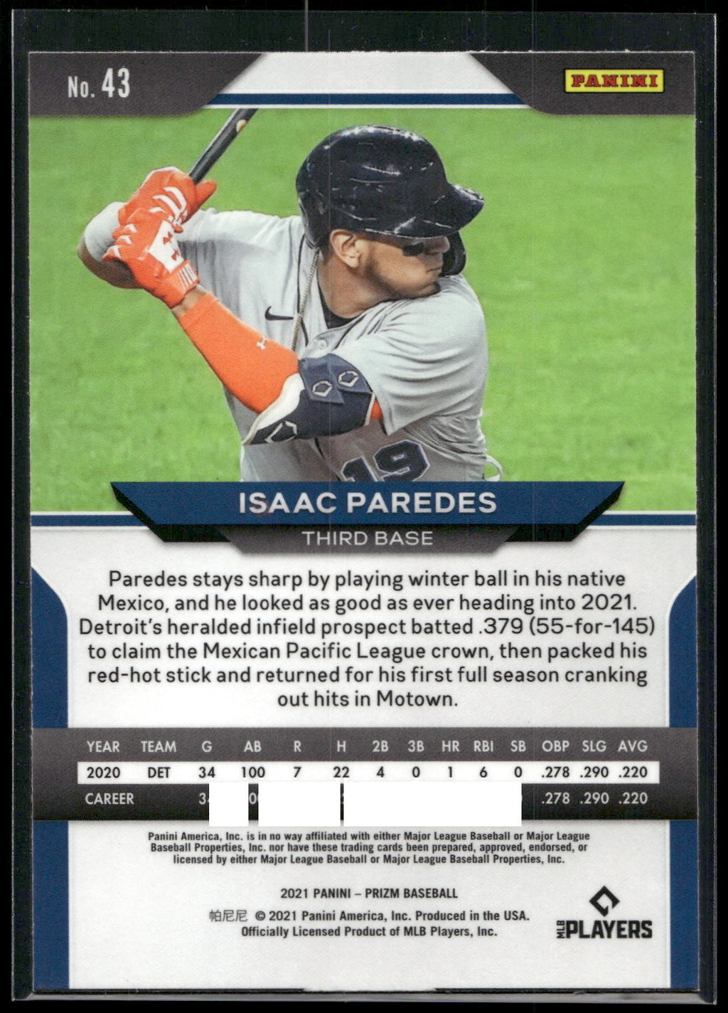 2021 Panini Prizm #43 Isaac Paredes