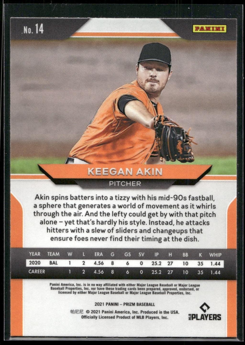 2021 Panini Prizm #14 Keegan Akin