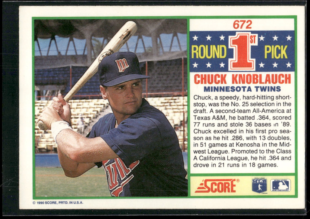 1990 Score #672 Chuck Knoblauch