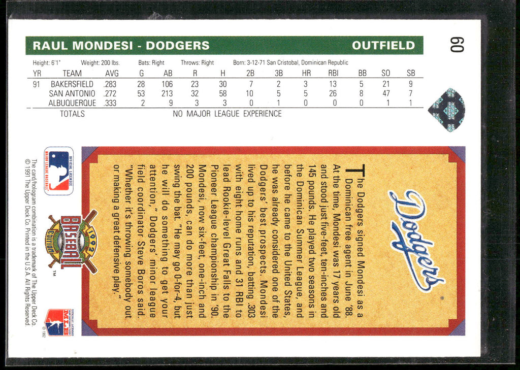 1992 Upper Deck #60 Raul Mondesi
