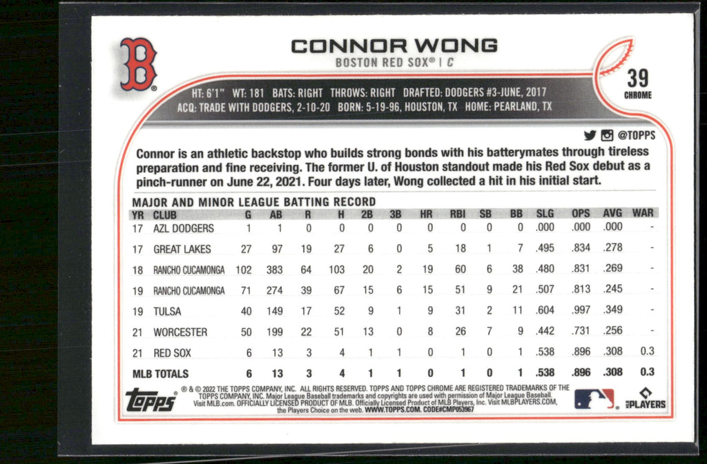 2022 Topps Chrome #39 Connor Wong