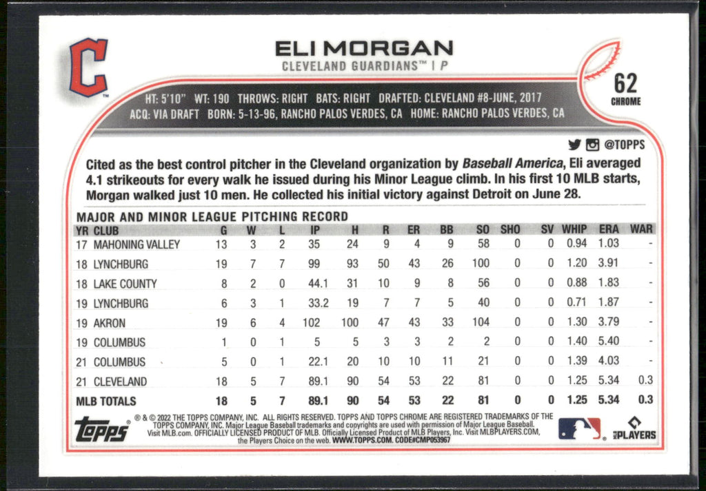 2022 Topps Chrome #62 Eli Morgan