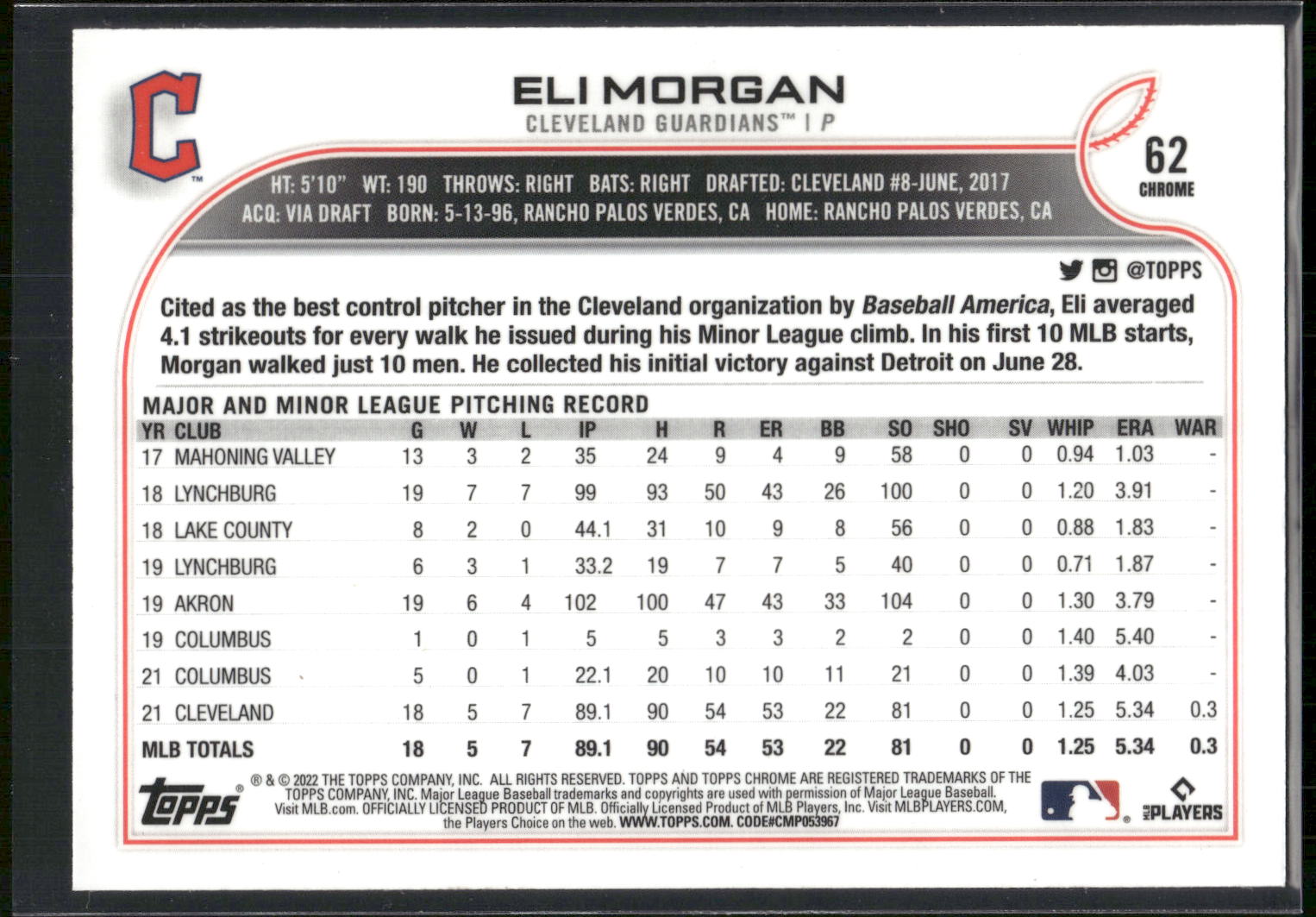 2022 Topps Chrome #62 Eli Morgan