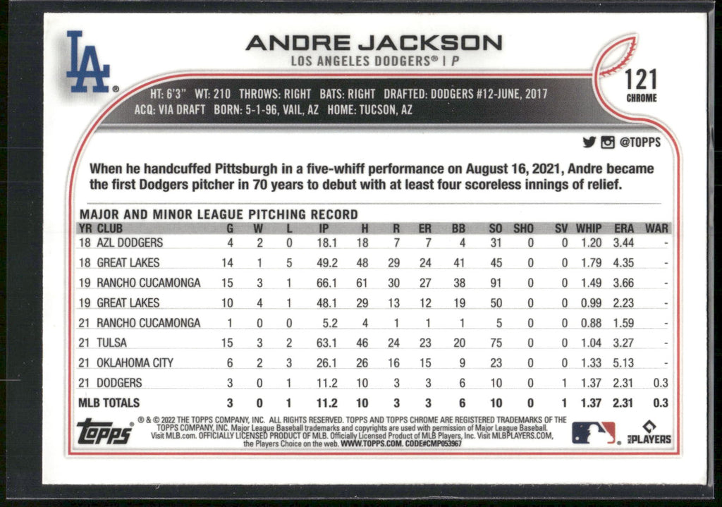 2022 Topps Chrome #121 Andre Jackson