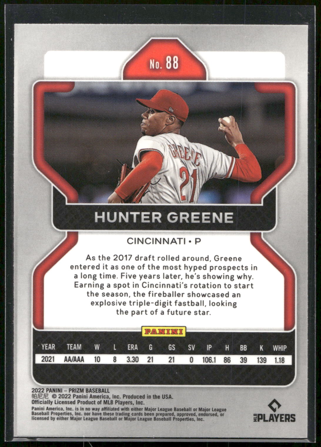2022 Panini Prizm #88 Hunter Greene