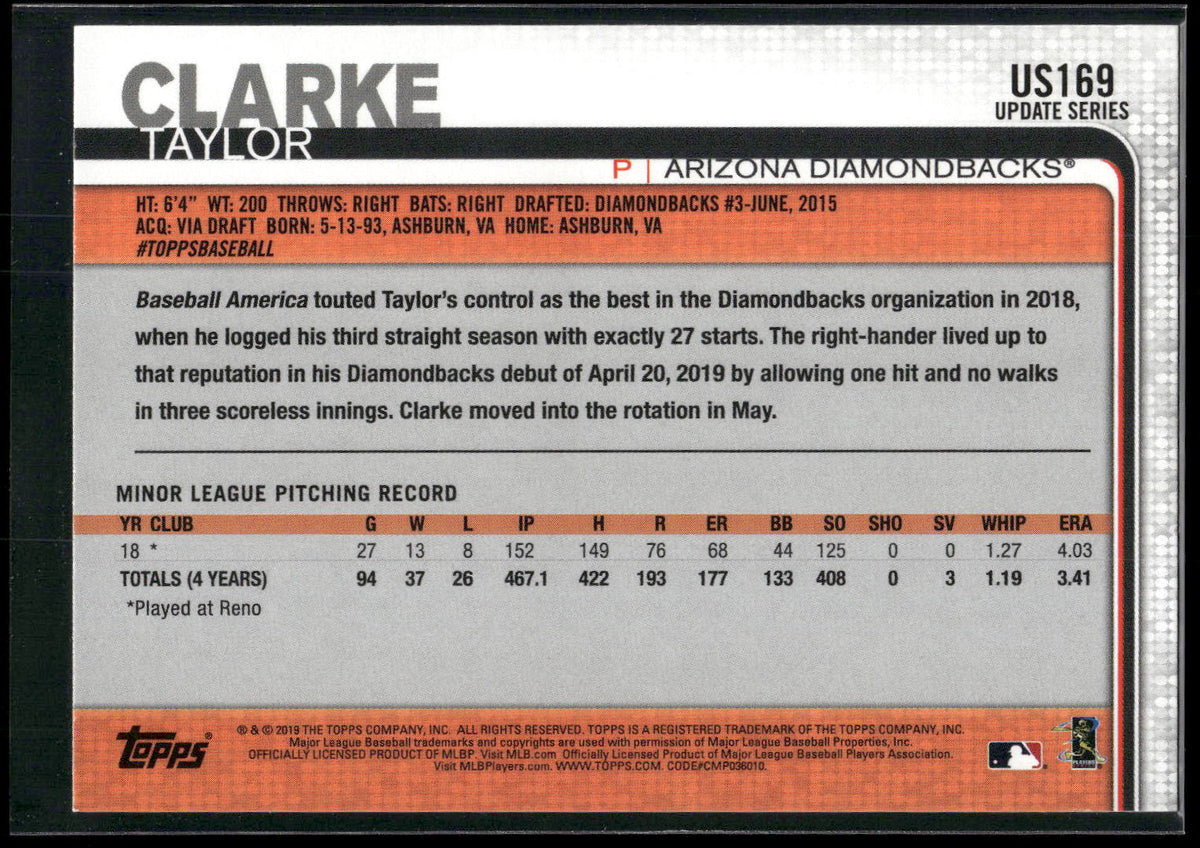 2019 Topps Update #US169 Taylor Clarke