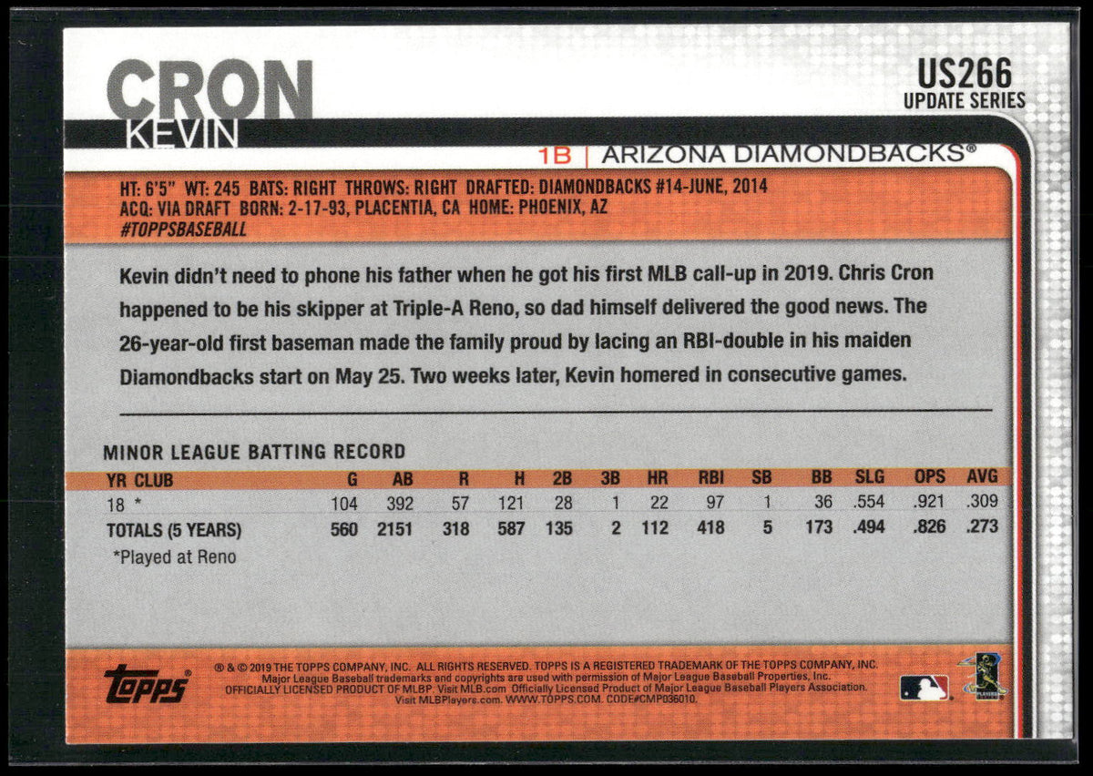 2019 Topps Update #US266 Kevin Cron