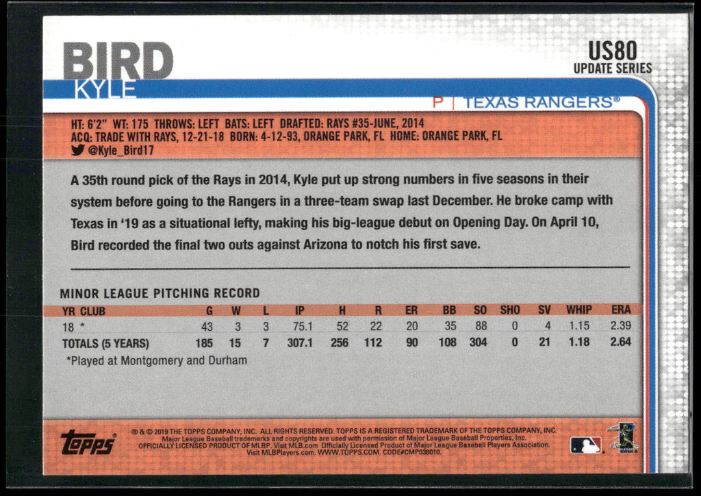 2019 Topps Update #US80 Kyle Bird