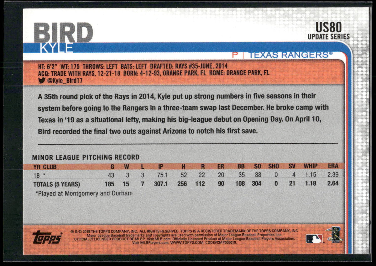 2019 Topps Update #US80 Kyle Bird