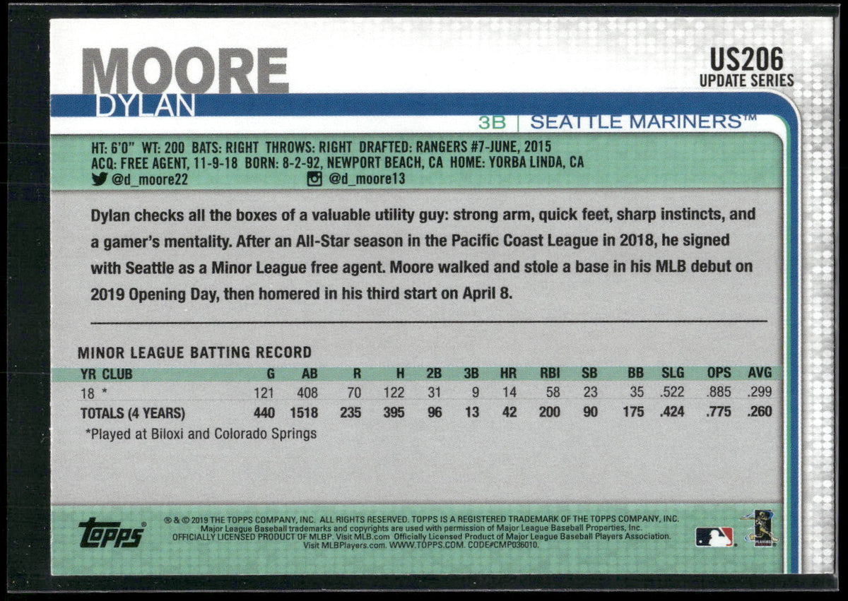 2019 Topps Update #US206 Dylan Moore