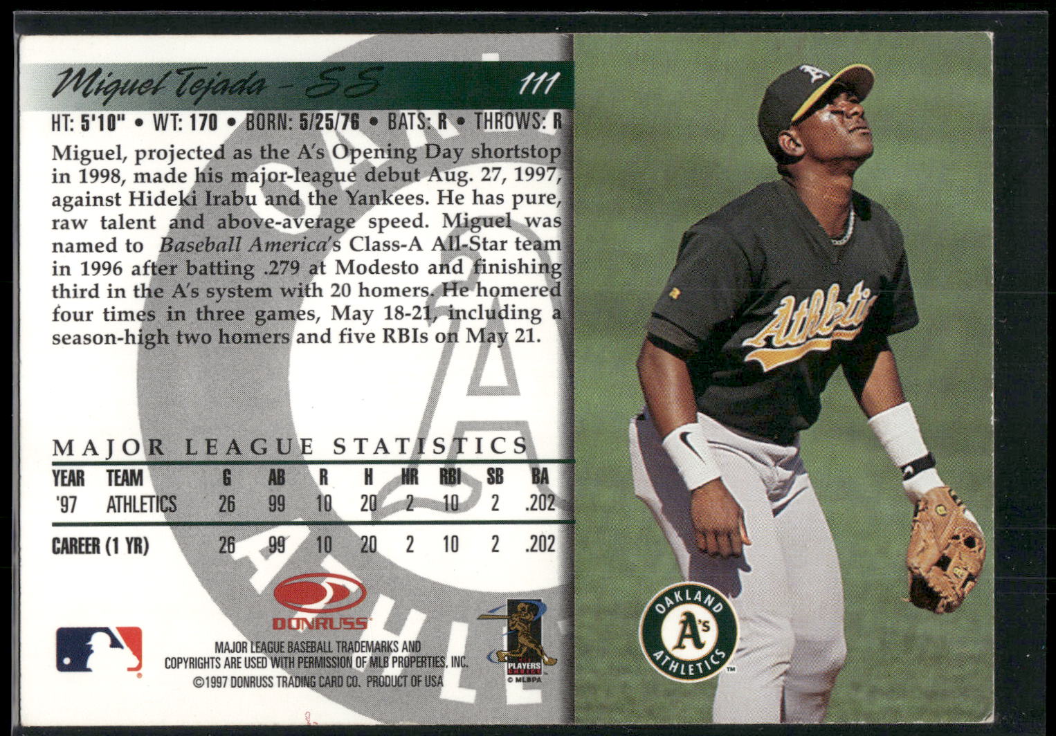 1998 Donruss #111 Miguel Tejada