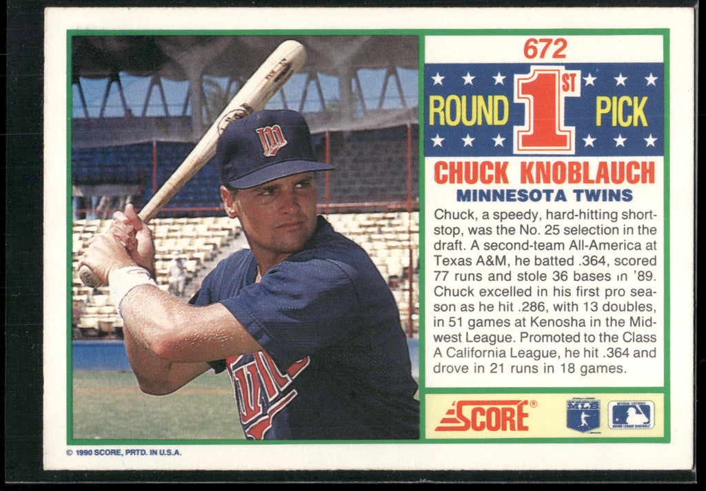 1990 Score #672 Chuck Knoblauch