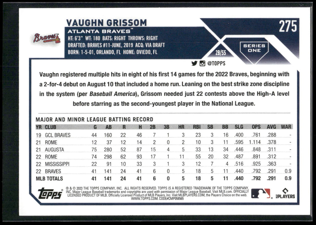2023 Topps #275 Vaughn Grissom