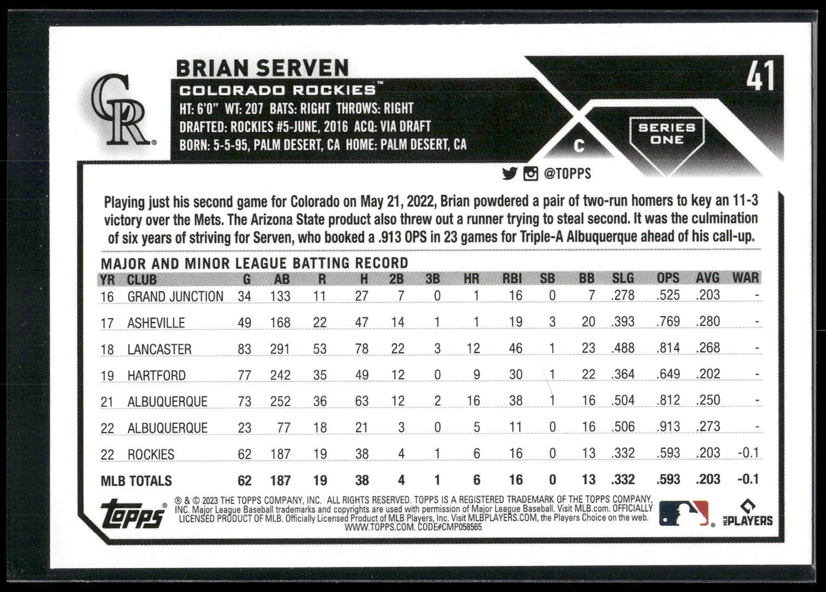 2023 Topps #41 Brian Serven