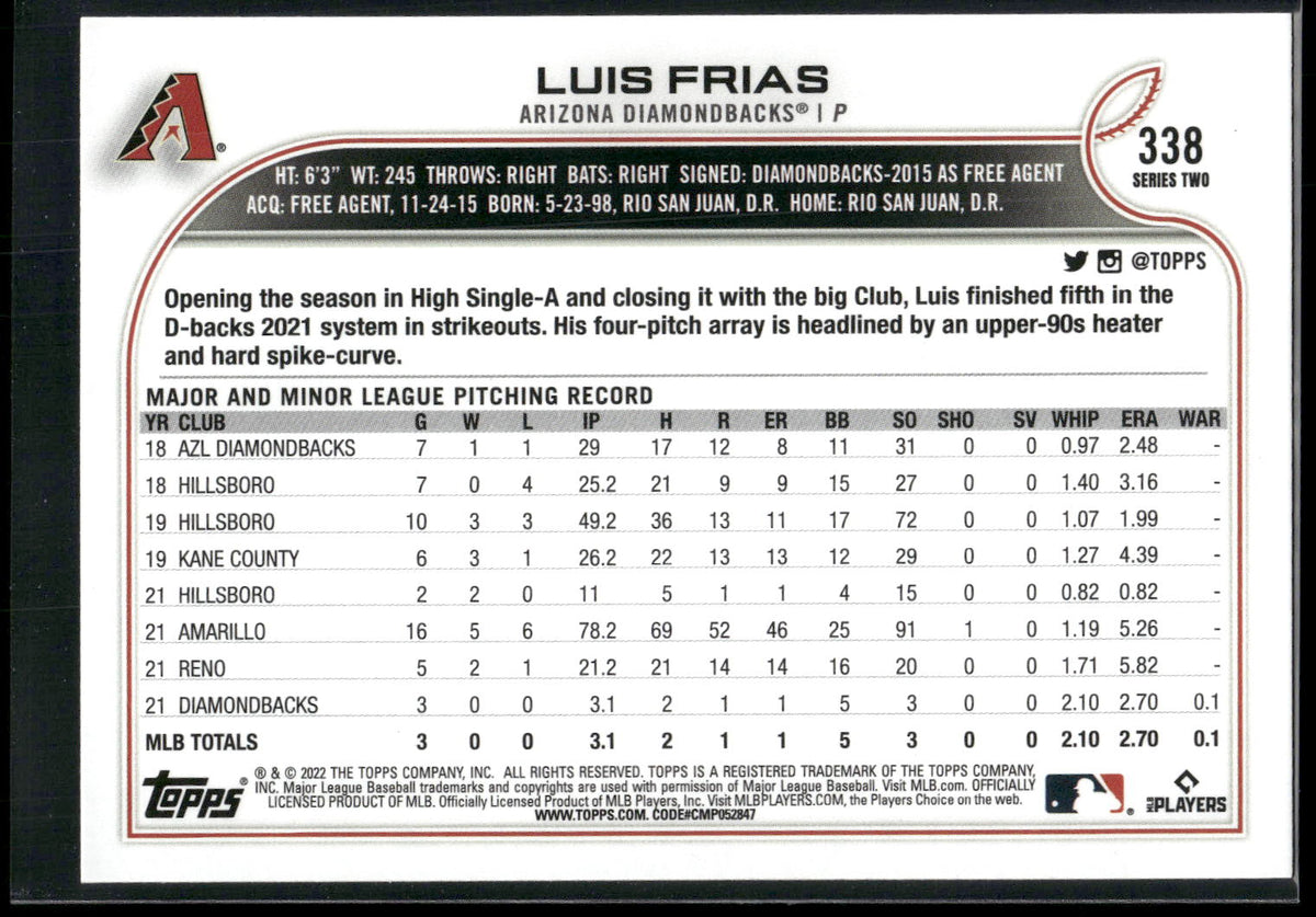 2022 Topps #338 Luis Frias